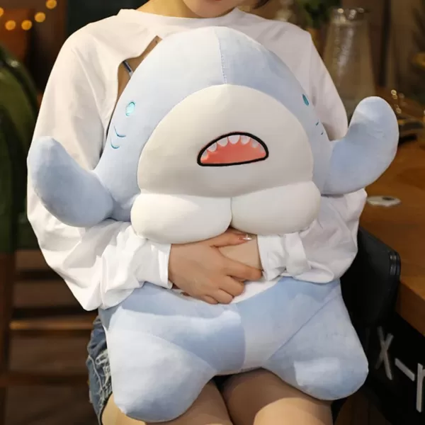 imageToyvian 40cm Muscle Shark Plush Stuffed Shark Doll 3D Plush Muscular Shark Doll Plush Pillow Shark Blue Whale Soft Fish Pillow Ocean Animal Pillow for Ages 14