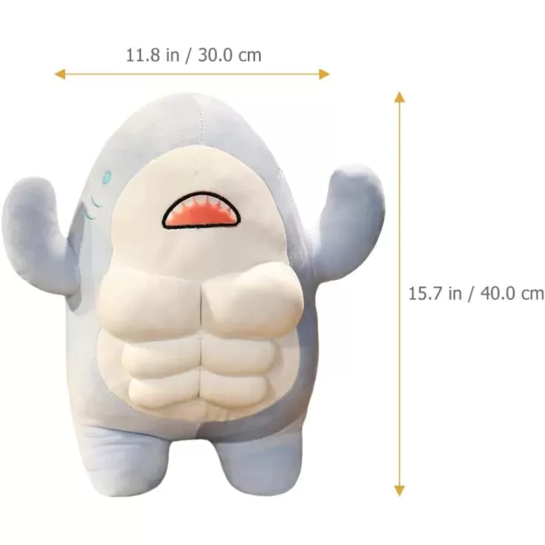 imageToyvian 40cm Muscle Shark Plush Stuffed Shark Doll 3D Plush Muscular Shark Doll Plush Pillow Shark Blue Whale Soft Fish Pillow Ocean Animal Pillow for Ages 14