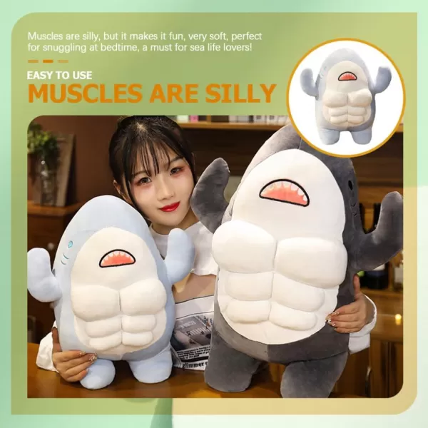 imageToyvian 40cm Muscle Shark Plush Stuffed Shark Doll 3D Plush Muscular Shark Doll Plush Pillow Shark Blue Whale Soft Fish Pillow Ocean Animal Pillow for Ages 14