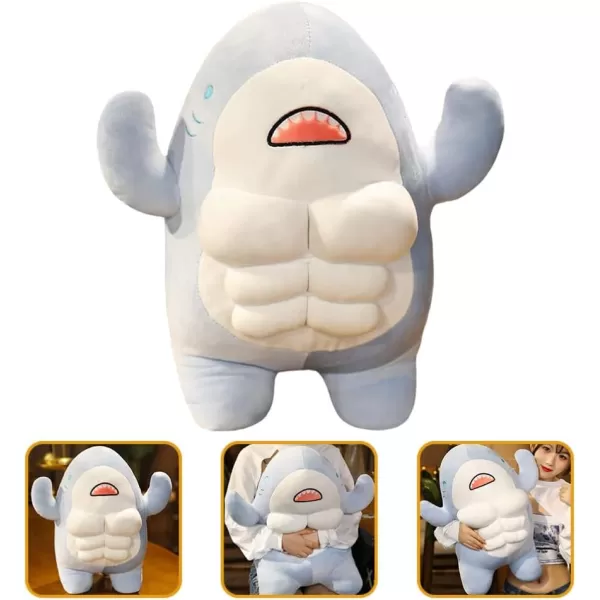 imageToyvian 40cm Muscle Shark Plush Stuffed Shark Doll 3D Plush Muscular Shark Doll Plush Pillow Shark Blue Whale Soft Fish Pillow Ocean Animal Pillow for Ages 14