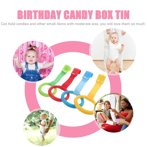 imageToyvian 4pcs Baby Playpen Pull up Rings Playpen Hanging Accessories Walking Assistant Fitness Pull Ring Wristband for Infant Baby Stand up Ring Crib Tool
