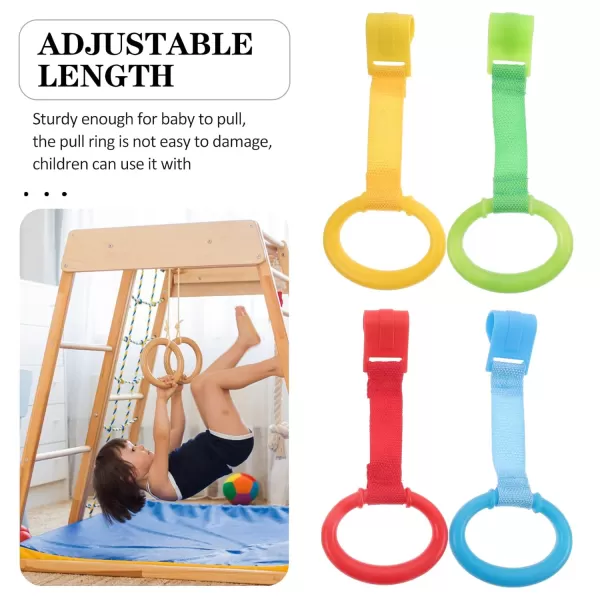 imageToyvian 4pcs Baby Playpen Pull up Rings Playpen Hanging Accessories Walking Assistant Fitness Pull Ring Wristband for Infant Baby Stand up Ring Crib Tool