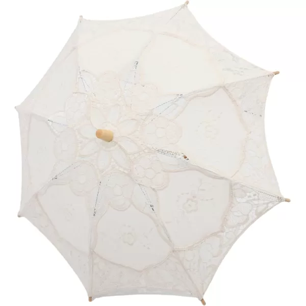 imageToyvian Bridal Wedding Lace Parasol 2535 Inches White Lace Umbrella Women Vintage Umbrellas Handmade Boho Parasol withPicture 2