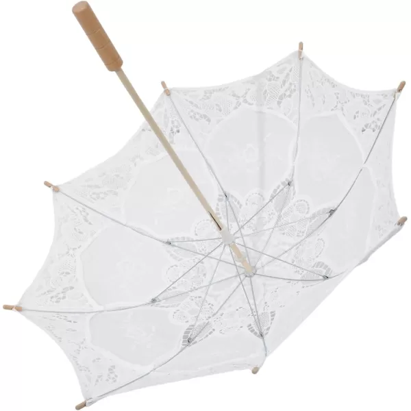 imageToyvian Bridal Wedding Lace Parasol 2535 Inches White Lace Umbrella Women Vintage Umbrellas Handmade Boho Parasol withWhite