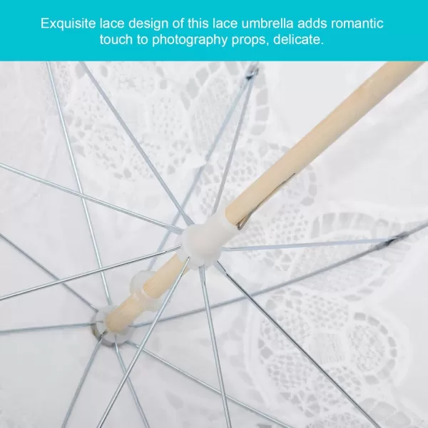 imageToyvian Bridal Wedding Lace Parasol 2535 Inches White Lace Umbrella Women Vintage Umbrellas Handmade Boho Parasol withWhite