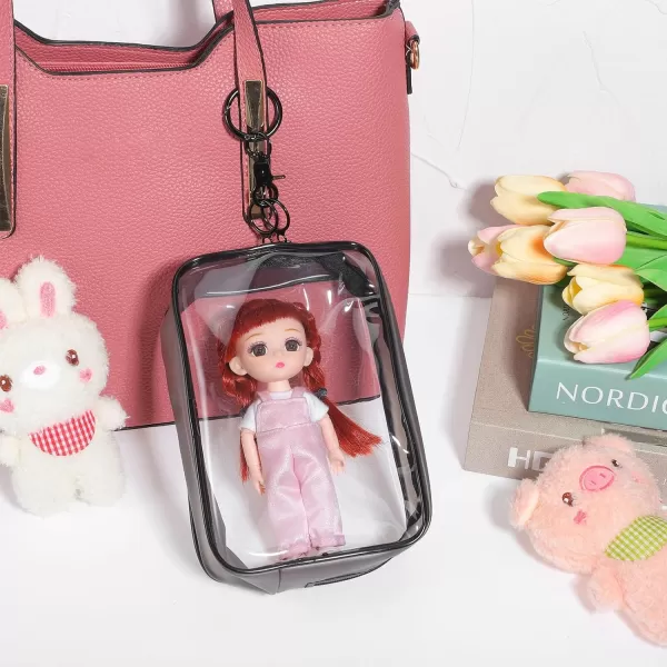 imageToyvian Clear Figure Display Bag Carrying Doll Bags Cases for Collectibles with Keychain Collection Display Box Clear Pouches with Zipper PVC 12x6x17cm