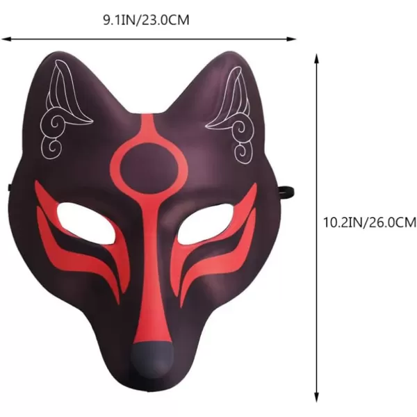 imageToyvian Kitsune Fox Mask 2pcs Cat Mask Fox Face Cover Japanese Kabuki Mask Cosplay Full Face Mask Stage Performance Props Costume Masks Cosplay Party Accessories Decor 26X23CM White