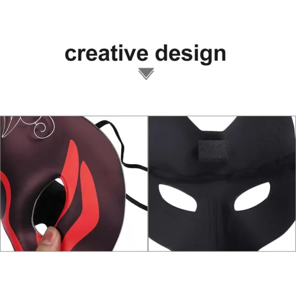 imageToyvian Kitsune Fox Mask 2pcs Cat Mask Fox Face Cover Japanese Kabuki Mask Cosplay Full Face Mask Stage Performance Props Costume Masks Cosplay Party Accessories Decor 26X23CM White