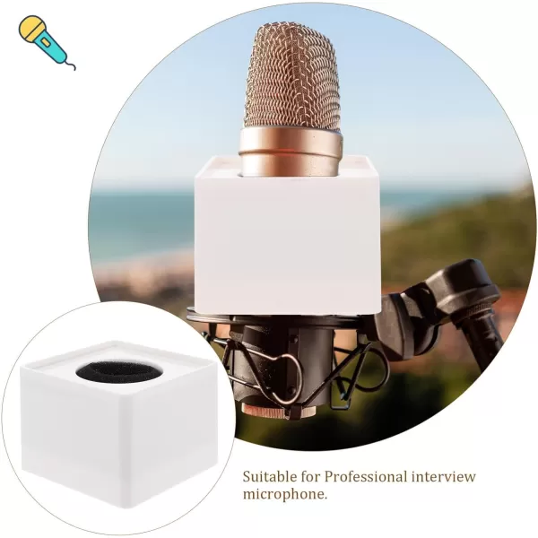 imageToyvian Microphone Flag Station Cube Abs Microphone Stands Interview Mic Square Foam Cube Portable Microphone Accessories for ReporterWhite