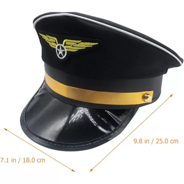 imageToyvian Pilot Cap Hat Costume Accessories for Adults 25cm982inches One Size Fits All Polyester Material Airline Themed Party Hat for Halloween Cosplay Masquerade Performances