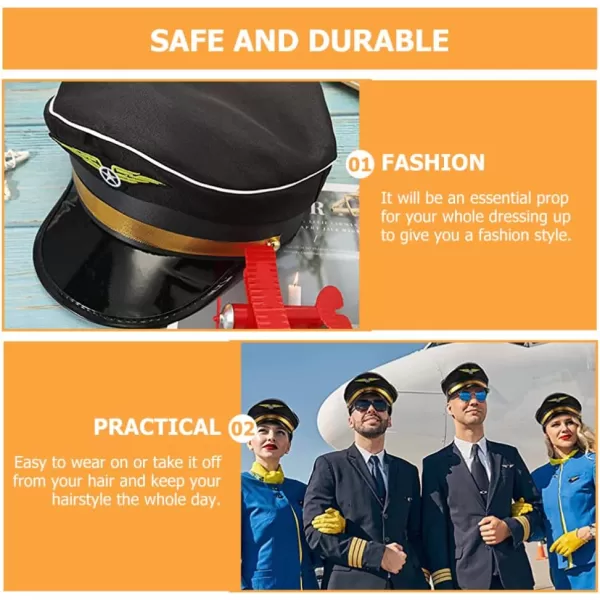 imageToyvian Pilot Cap Hat Costume Accessories for Adults 25cm982inches One Size Fits All Polyester Material Airline Themed Party Hat for Halloween Cosplay Masquerade Performances