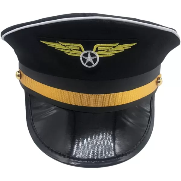 imageToyvian Pilot Cap Hat Costume Accessories for Adults 25cm982inches One Size Fits All Polyester Material Airline Themed Party Hat for Halloween Cosplay Masquerade Performances