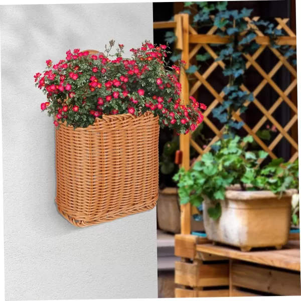 imageToyvian Rattan Hanging Flower Basket Boho Small Woven Basket Pastoral Hanging Vegetable Basket Wall Basket Decor Wall Hanging Wicker Basket for Organizing Utensils Spoon Chopsticks