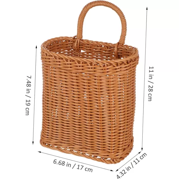 imageToyvian Rattan Hanging Flower Basket Boho Small Woven Basket Pastoral Hanging Vegetable Basket Wall Basket Decor Wall Hanging Wicker Basket for Organizing Utensils Spoon Chopsticks