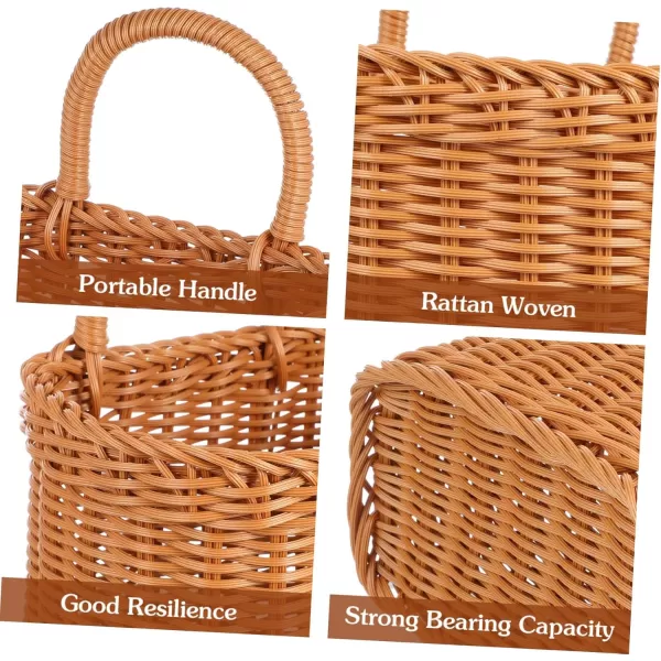 imageToyvian Rattan Hanging Flower Basket Boho Small Woven Basket Pastoral Hanging Vegetable Basket Wall Basket Decor Wall Hanging Wicker Basket for Organizing Utensils Spoon Chopsticks