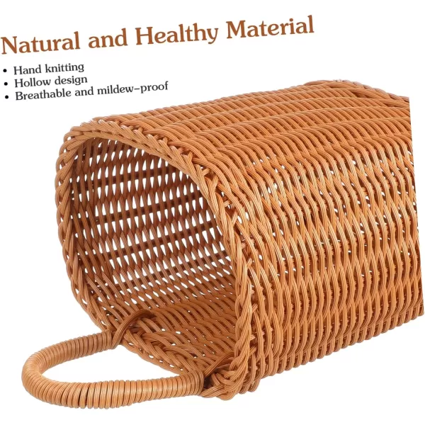 imageToyvian Rattan Hanging Flower Basket Boho Small Woven Basket Pastoral Hanging Vegetable Basket Wall Basket Decor Wall Hanging Wicker Basket for Organizing Utensils Spoon Chopsticks