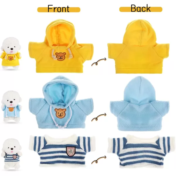 imageToyvian Stuffed Bear Clothes Toy Clothes for Dolls  Plush Toy Bear Sweater Outfits  Plush Bear Dolls Hoodie 3PCS  2 Bear Hoodies and 1 Bear Sweater for Crafts