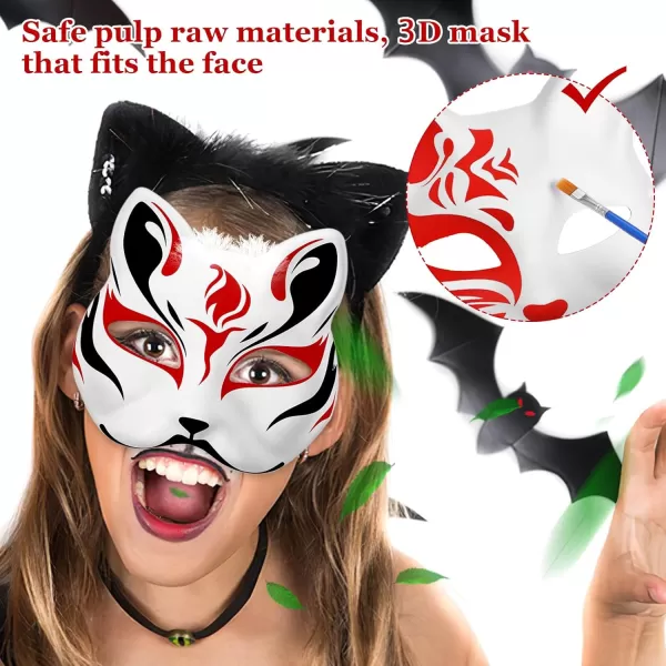 imageUnpainted Blank Cat Therian Masks DIY Plain Mask Paintable Animal Masquerade Masks Mache Base Decorate Halloween Masks  Fox Masks White Paper Wolf Masks