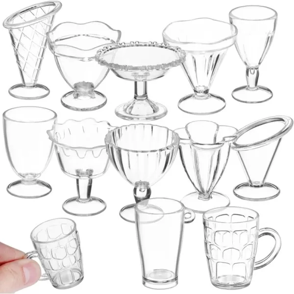 imageToyvian 12 PCS Miniature Cups Dollhouse Miniature Wine Glass Mini Dessert Cups 112 Miniature Ice Cream Cup Sets Dollhouse Miniatures Kitchen Accessories