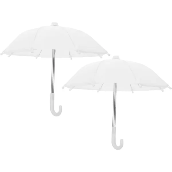 imageToyvian 18Inch Doll Umbrella Adjustable Rainy Umbrella Mini White Umbrella 2PCS Plant Umbrellas Decor Dollhouse Pretend Play Toys