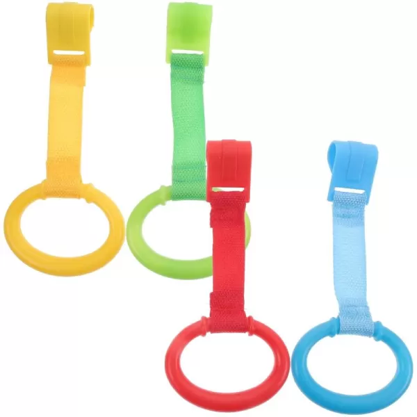 imageToyvian 4pcs Baby Playpen Pull up Rings Playpen Hanging Accessories Walking Assistant Fitness Pull Ring Wristband for Infant Baby Stand up Ring Crib Tool