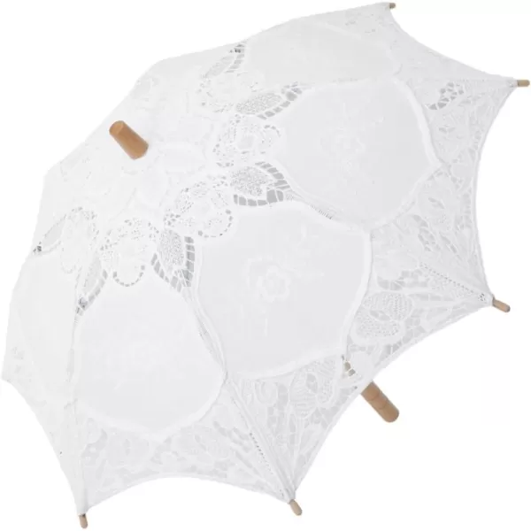 imageToyvian Bridal Wedding Lace Parasol 2535 Inches White Lace Umbrella Women Vintage Umbrellas Handmade Boho Parasol withWhite