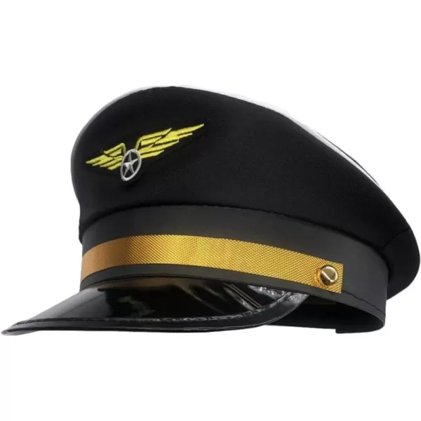 imageToyvian Pilot Cap Hat Costume Accessories for Adults 25cm982inches One Size Fits All Polyester Material Airline Themed Party Hat for Halloween Cosplay Masquerade Performances