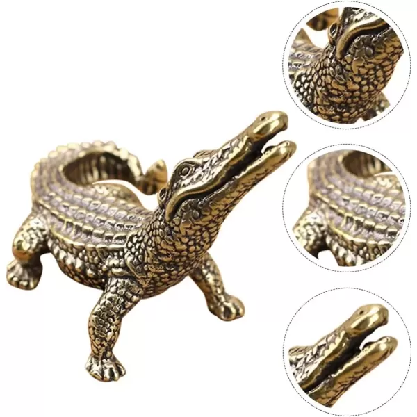 imageToyvian 1Pc Mini Brass Crocodile Figurine Animal Sculptures and Statues Fish Tank Ornaments Feng Shui Statue Home Decor2 95X2 63X1 57inch