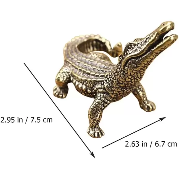 imageToyvian 1Pc Mini Brass Crocodile Figurine Animal Sculptures and Statues Fish Tank Ornaments Feng Shui Statue Home Decor2 95X2 63X1 57inch