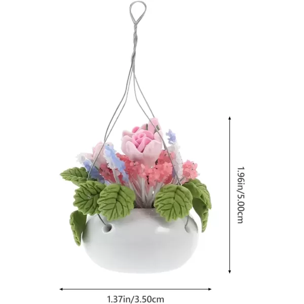 imageToyvian Dollhouse Hanging Flowers Miniature Flower Pots 2 Pack Miniature Artificial Rose Flower Miniature Orchid Flower Pot Figurines Dollhouse Flower Basket Plants for 112 Dollhouse