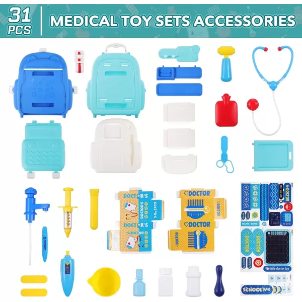 imageToyvian Toy Doctor Kit for Kids and Toddlers 31Pcs Kids Doctor playset 2 in 1 Kids Pretend Play Doctor Kit Toys Scoolbag for Boys and Girls