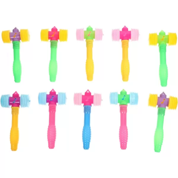 image10PACKS Kids Plastic Hammer Toys Plastic Squeaky Hammer with Sound Maker Hammer Pounding Toys Kids Beating Gavel Toys Pounding Hammer Toy Random Color