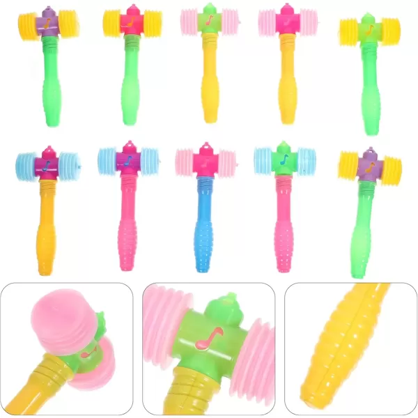 image10PACKS Kids Plastic Hammer Toys Plastic Squeaky Hammer with Sound Maker Hammer Pounding Toys Kids Beating Gavel Toys Pounding Hammer Toy Random Color