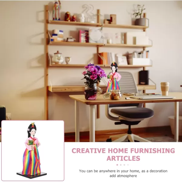 imageKorean Dolls Figurines Korean Traditional Hanboks Dress Doll Korean Doll Collectible Figurines Korea Female Statue for Office Bar Home Party Table Decoration 12inch Kimono Doll Figure