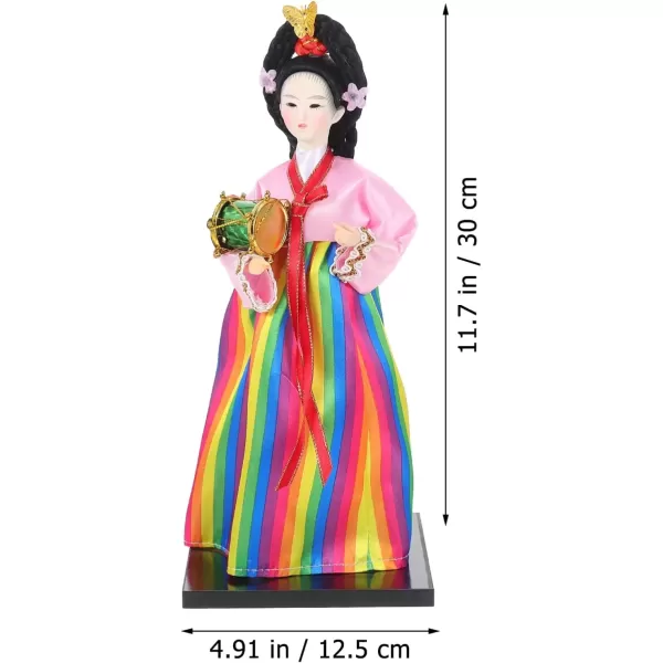 imageKorean Dolls Figurines Korean Traditional Hanboks Dress Doll Korean Doll Collectible Figurines Korea Female Statue for Office Bar Home Party Table Decoration 12inch Kimono Doll Figure