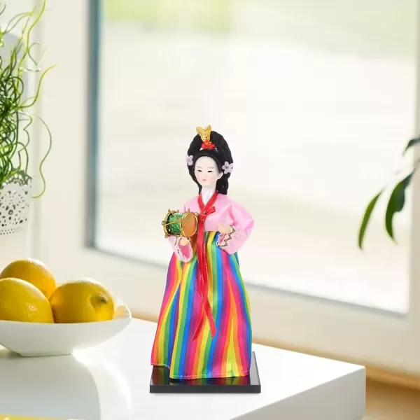 imageKorean Dolls Figurines Korean Traditional Hanboks Dress Doll Korean Doll Collectible Figurines Korea Female Statue for Office Bar Home Party Table Decoration 12inch Kimono Doll Figure
