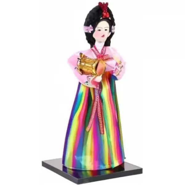 imageKorean Dolls Figurines Korean Traditional Hanboks Dress Doll Korean Doll Collectible Figurines Korea Female Statue for Office Bar Home Party Table Decoration 12inch Kimono Doll Figure