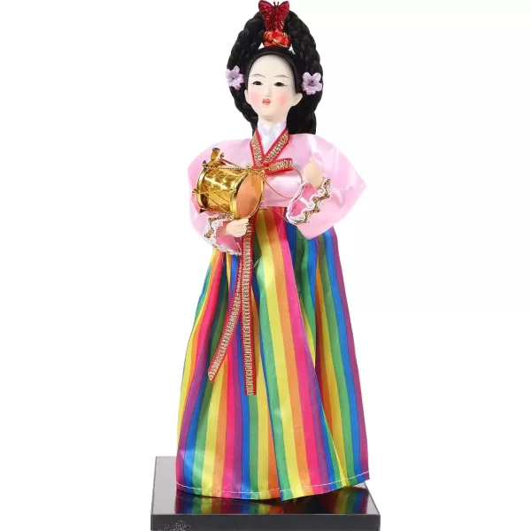 imageKorean Dolls Figurines Korean Traditional Hanboks Dress Doll Korean Doll Collectible Figurines Korea Female Statue for Office Bar Home Party Table Decoration 12inch Kimono Doll Figure