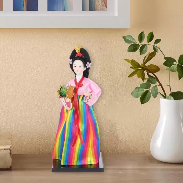 imageKorean Dolls Figurines Korean Traditional Hanboks Dress Doll Korean Doll Collectible Figurines Korea Female Statue for Office Bar Home Party Table Decoration 12inch Kimono Doll Figure