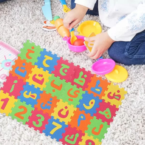 imageToyvian Arabic Alphabet Mat 36pcs Interlocking Alphabet Floor Puzzle Kids Crawling Play Mat Arabic Letter Learing Flooring Tiles for Bedroom Playroom