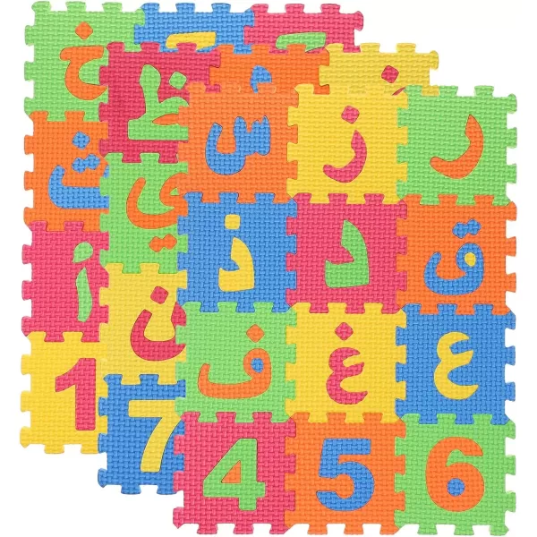 imageToyvian Arabic Alphabet Mat 36pcs Interlocking Alphabet Floor Puzzle Kids Crawling Play Mat Arabic Letter Learing Flooring Tiles for Bedroom Playroom