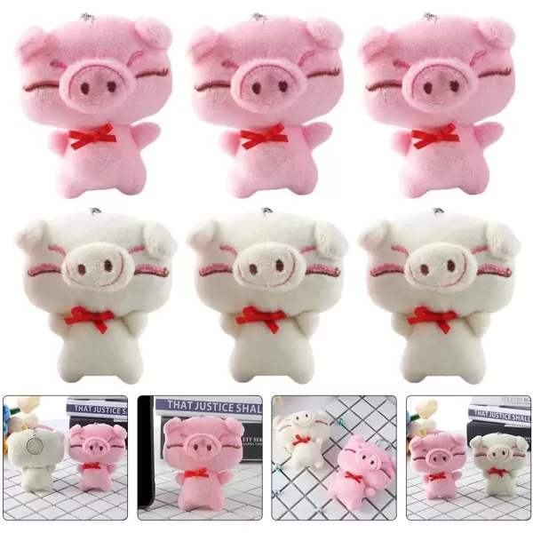 imageToyvian Jewelry Making Charms 6Pcs Stuffed Pig Keychain Animal Plush Handbag Piggy Key Ring Pig Figurine Charm Earrings Pendant for DIY Craft Keychain Jewelry Making Random Color Bag Charm