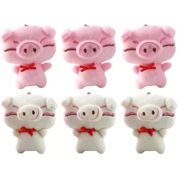 imageToyvian Jewelry Making Charms 6Pcs Stuffed Pig Keychain Animal Plush Handbag Piggy Key Ring Pig Figurine Charm Earrings Pendant for DIY Craft Keychain Jewelry Making Random Color Bag Charm