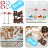 imageToyvian 2 Sets Doll House Swimming Pool Swimming Ring Folding Beach Sunbath Chair Simulation Miniature Craft Furniture Pool Toys Photo Props for Dollhouse Accessories