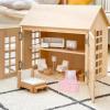 imageToyvian Mini Dresser Dollhouse Dressing Mirror Miniatures Wood Furniture Dollhouse Table Model Mini Furniture Ornament Miniature Mirror Wooden Dresser Toy Pink Accessories Birch HouseholdPink