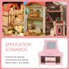 imageToyvian Mini Dresser Dollhouse Dressing Mirror Miniatures Wood Furniture Dollhouse Table Model Mini Furniture Ornament Miniature Mirror Wooden Dresser Toy Pink Accessories Birch HouseholdPink
