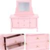 imageToyvian Mini Dresser Dollhouse Dressing Mirror Miniatures Wood Furniture Dollhouse Table Model Mini Furniture Ornament Miniature Mirror Wooden Dresser Toy Pink Accessories Birch HouseholdPink