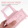 imageToyvian Mini Dresser Dollhouse Dressing Mirror Miniatures Wood Furniture Dollhouse Table Model Mini Furniture Ornament Miniature Mirror Wooden Dresser Toy Pink Accessories Birch HouseholdPink