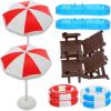 imageToyvian 2 Sets Doll House Swimming Pool Swimming Ring Folding Beach Sunbath Chair Simulation Miniature Craft Furniture Pool Toys Photo Props for Dollhouse Accessories