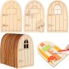 imageToyvian 36Pcs Wooden Fairy Doors Unpainted Mini Door Blank Fairy House Doors Unfinished Dollhouse Craft Door Mini Blank Garden Door for Painting Fairy Doors for Trees Outdoor